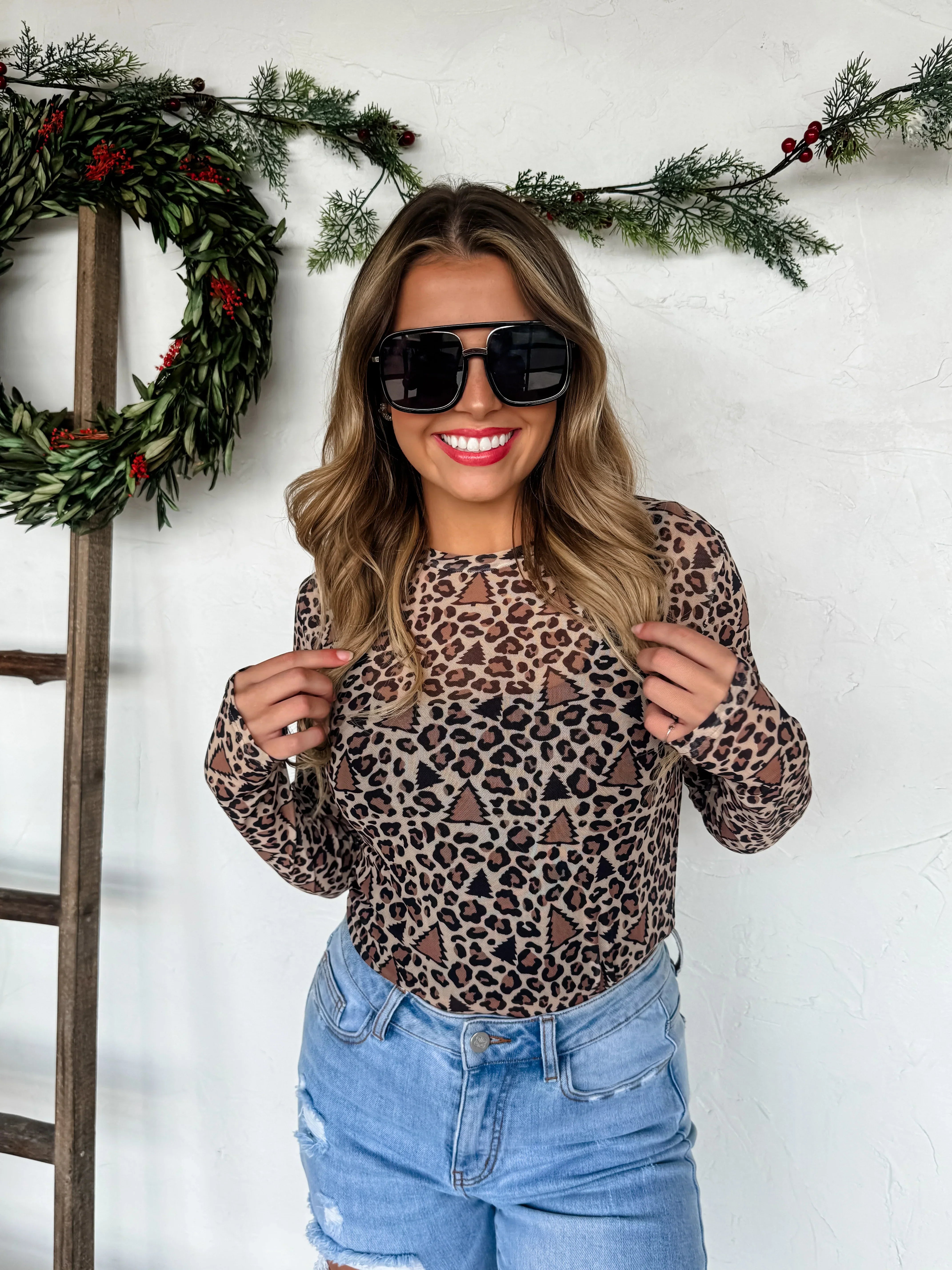 PREORDER: Christmas Printed Mesh Tops