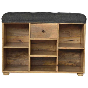 Black Tweed Storage Bench