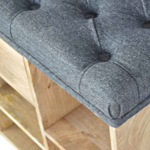 Black Tweed Storage Bench