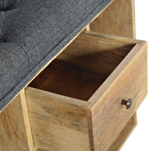 Black Tweed Storage Bench