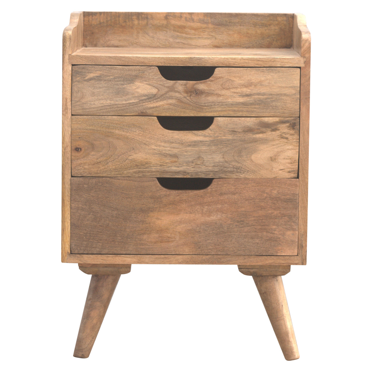 Raw Wood Gallery Back Nightstand