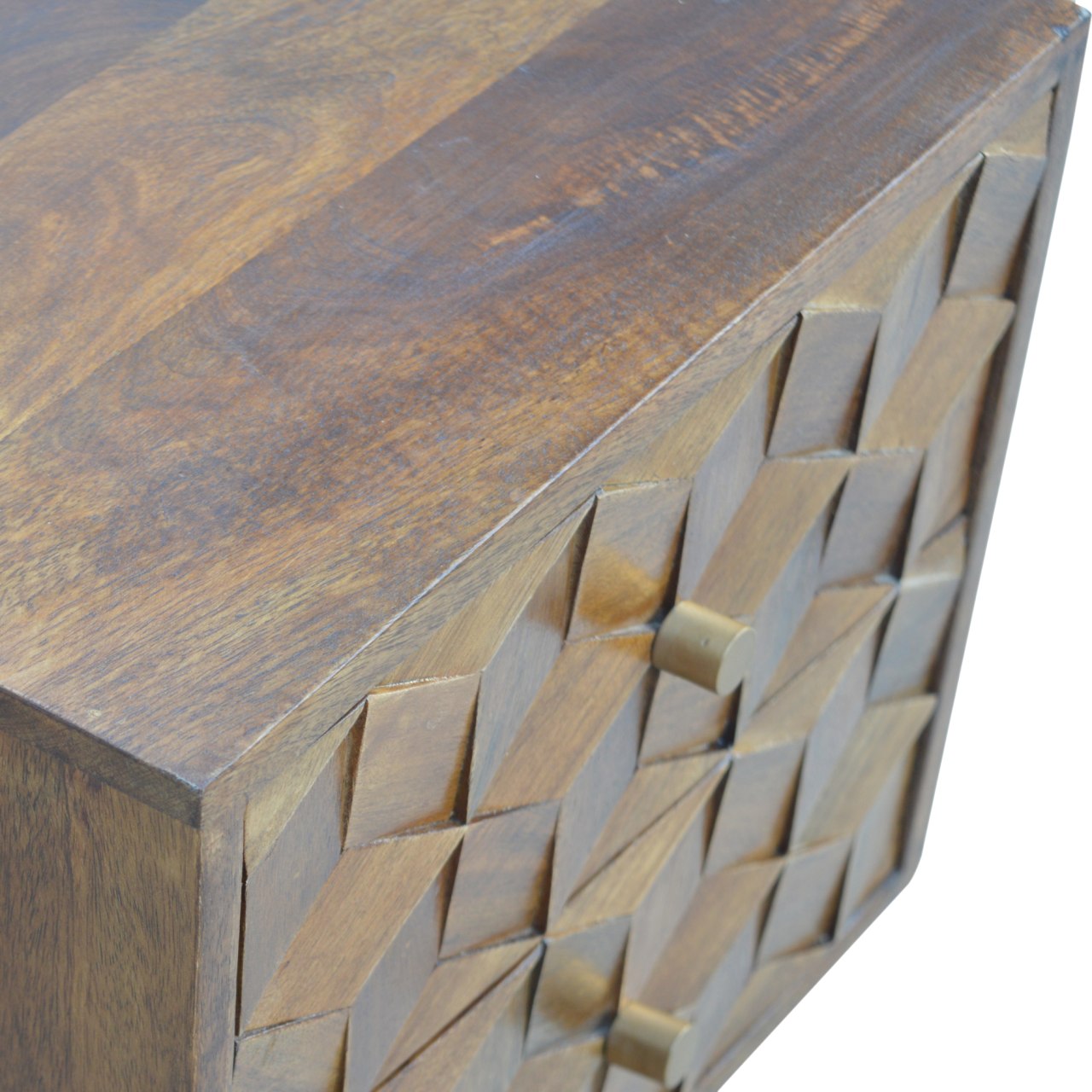 Chestnut Cube Carved Nightstand