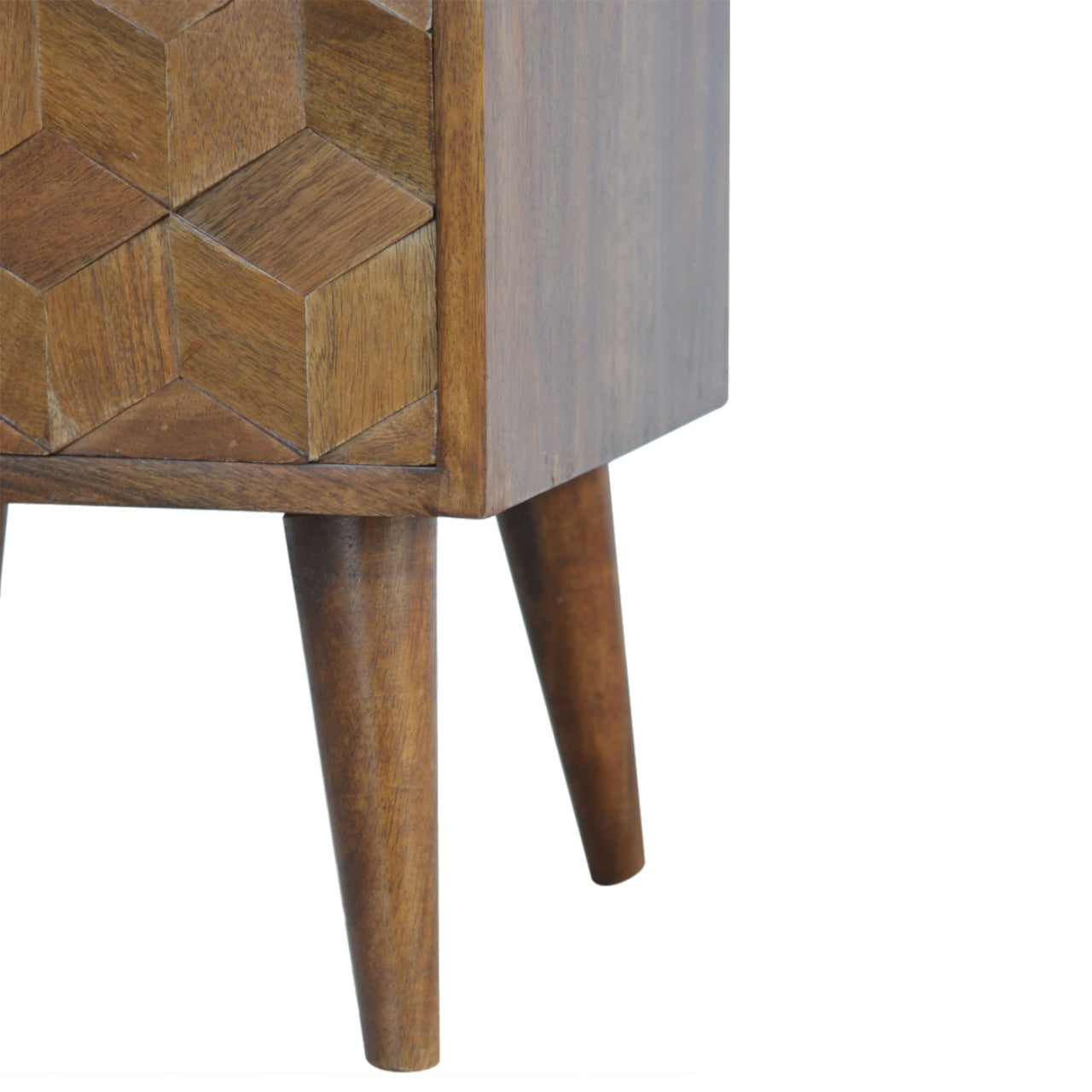 Chestnut Cube Carved Nightstand