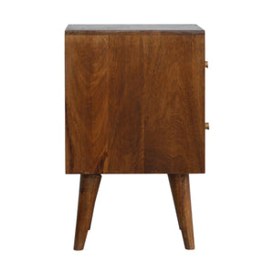 Chestnut Cube Carved Nightstand